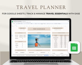 Travel Planner Google Sheets Travel Itinerary Digital Travel Budget Spreadsheet Road Trip Planner Holiday Vacation Organizer Template
