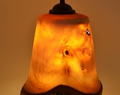 Holzlampe, Lampenschirm aus Holz, Holzleuchte, Birkenrund, Birke, Pendelleuchte Holz, gedrechselt,  E27 Fassung, 1m Kabel, Naturrand