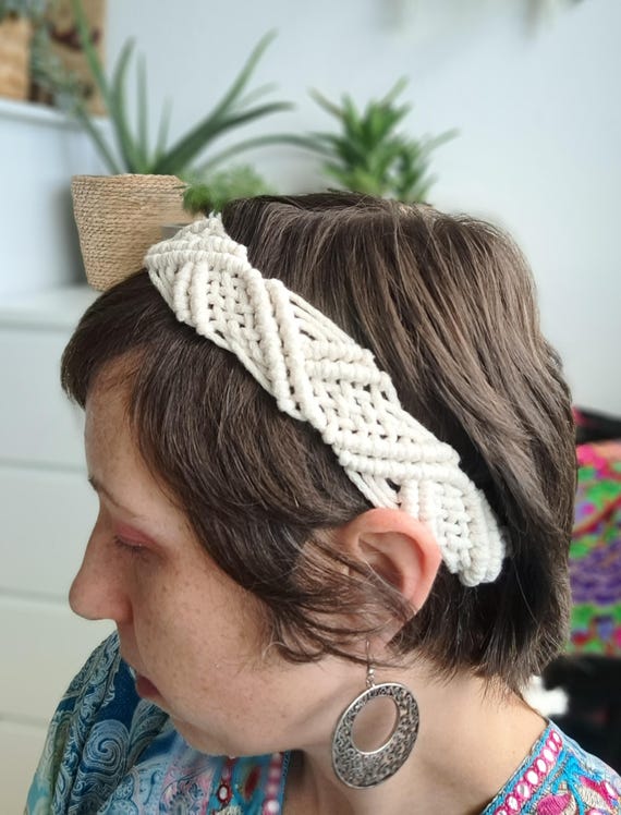 Handmade Macramé Head Accessory Handmade Macramé Knotted Headband | Eco-Friendly Hair  main image 3