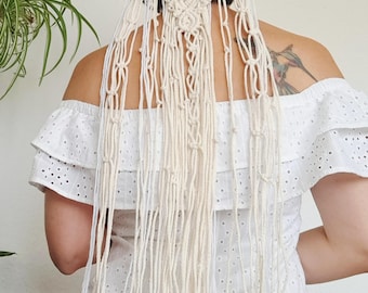 Macrame veil, boho wedding, bridal headband, boho veil, macrame hairpiece, wedding hair accessory, bohemian style