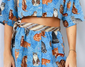 Vintage skirt made from a shirt upcycled clothing sustainable