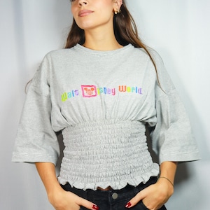 Vintage Disney cropped top crop top with elastic thread upcycled