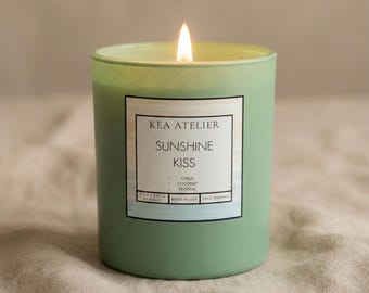 Summer Sunshine Kiss Scented Soy Candle | Citrus & Tropical | Home Decor | Natural Soy Wax | Green