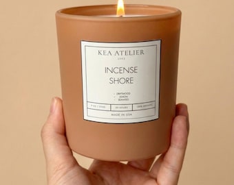 Incense Shore Soy Candle | Driftwood Lemon Seaweed Scented | Coastal Home Decor