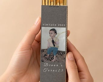 Custom Photo Birthday Gift By Kea Atelier Long Matchbox - 4.3'' Art Matchbox - Wooden Matchsticks