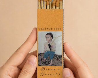 Vintage Custom Photo Gift By Kea Atelier Long Matchbox - 4.3'' Art Matchbox - Wooden Matchsticks