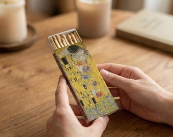 The Kiss By Gustav Klimt Long Matchbox - 4.3'' Art Matchbox - Wooden Matchsticks