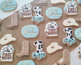 First Rodeo Royal Icing Decorated Sugar Cookies