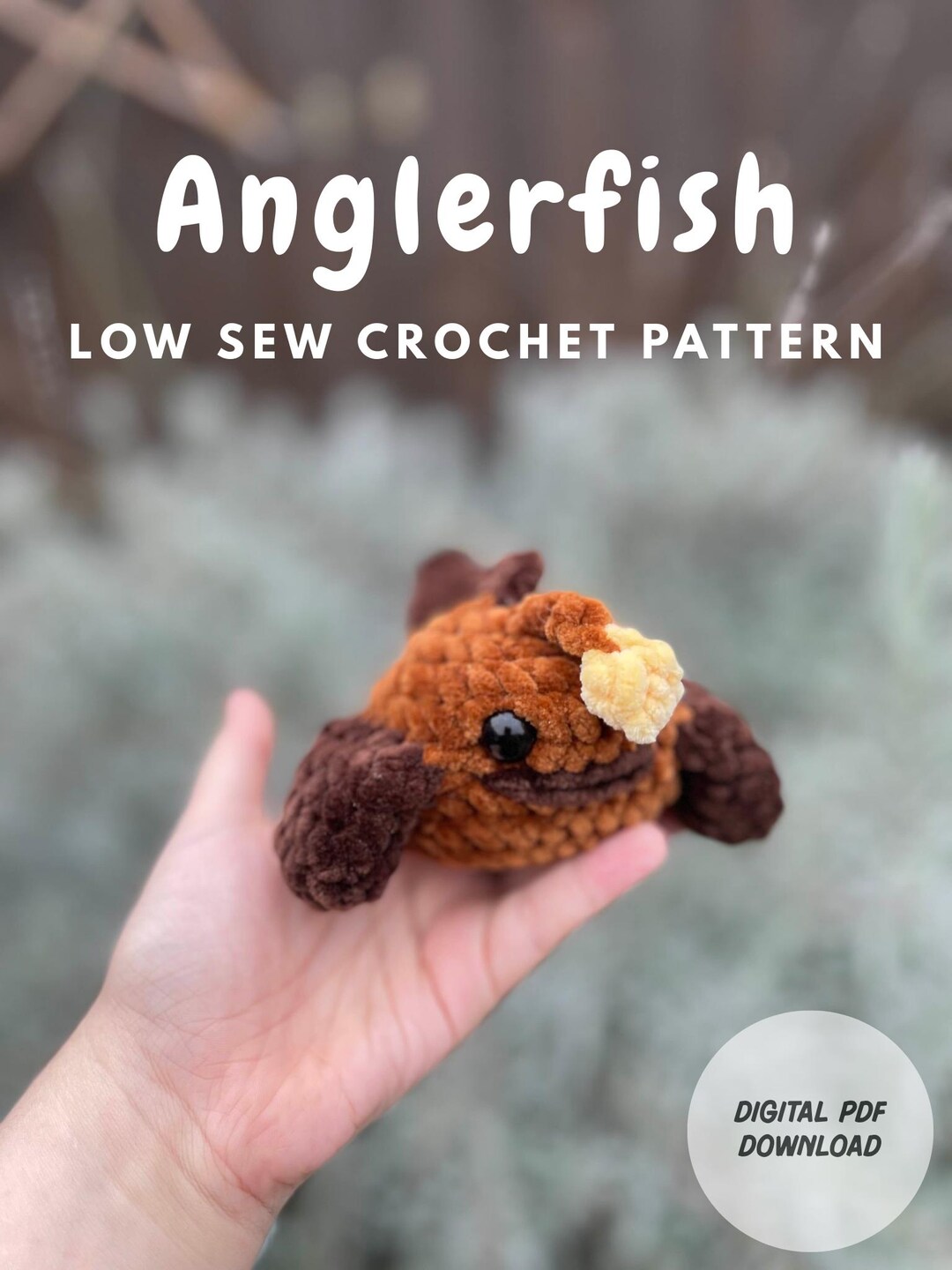 Angler Fish Crochet Pattern: Low Sew Amigurumi (PDF Pattern) - Etsy