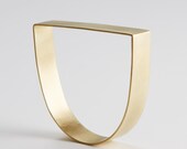 D Shape Geometric Brass Bangle