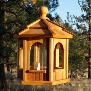 Handcrafted Cedar Bird Feeder: 12&quot; Western Red Cedar, Eco-Friendly