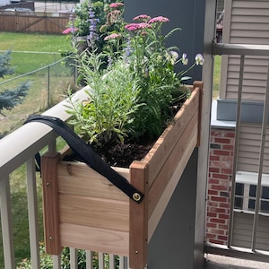 Rustic Cedar Window Planter Box – 36” Long | Handcrafted Tongue & Groove Design for Flowers, Herbs and Greens