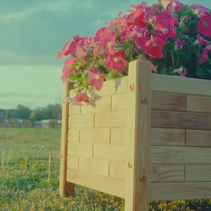 Cedar Planter Box 17&quot;x17&quot; – 14&quot; Tall | Rustic Raised Garden Bed for Herbs, Flowers & Patio Gardening | Handmade in BC