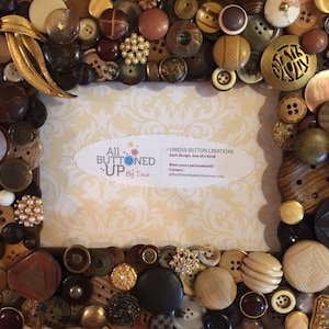 Earth Toned Button Frame ~ Rustic Home Decor ~ Boho Frame ~ Cottage Decor ~ Gift for Him ~ Gift for Her ~ Handmade Frame ~ for 5x7 photo