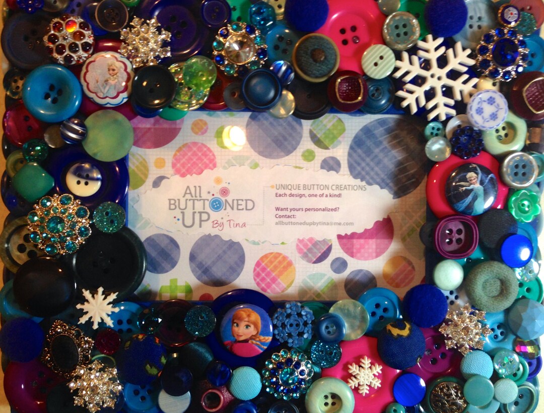 FROZEN Button Frame in Blue Teal and Purple ~ Cartoon Frame ~ Birthday ...