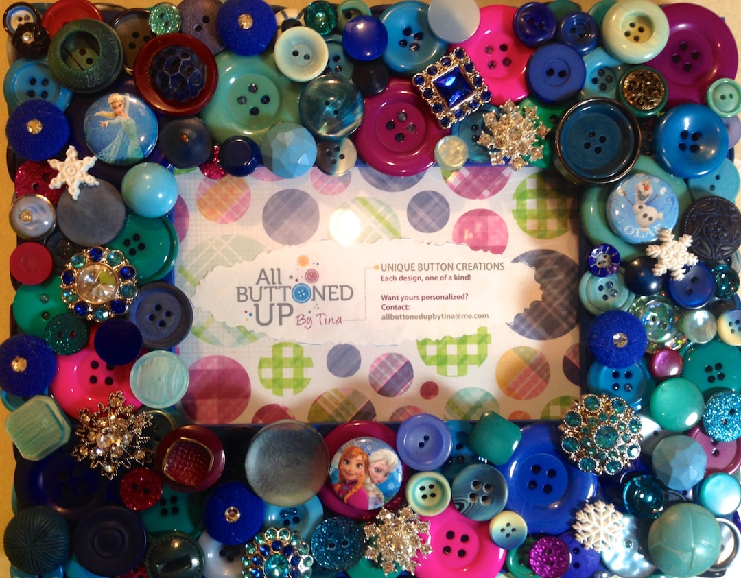 FROZEN Button Frame in Blues Teals and Purples ~ Cartoon Frame ~ Gift ...
