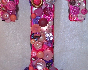 CUSTOM 9 inch Button Initial ~ Pink and Purple Button T ~ Personalized Gift ~ Customized Gift ~ Shower Gift ~ Nursery Decor ~ Gift for Her