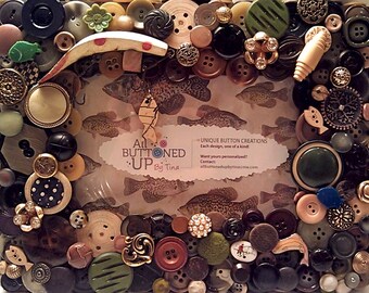 FISHING ~ Button Frame ~ Earthtone ~ Rustic Frame ~ Gift for Fisherman ~ Gift for Him ~ Gift for Dad ~ Frame for Men ~ for 4x6 photo