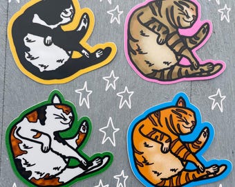 pegatinas de gatos acogedoras y cómodas