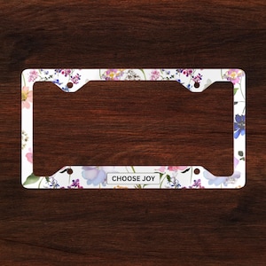 Metal License Plate Frame, Choose Joy Wildflower Design, Christian Car Decor, Gift For Her, Cute Car Accessories, License Plate Cover