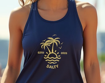 Tank Top, Salty Beach Next Level Racerback Tank, Cruise Vacation Shirt, Ocean Lover Tank, Summer Travel Shirt, Beach Lover Gift