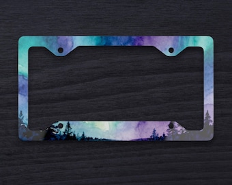 Aurora Borealis License Plate Frame, Dreamy Pastel Celestial Car Accessory, Ethereal Northern Lights Night Sky Frame, Cosmic Aesthetic Gift
