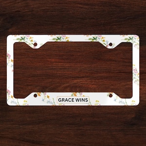 Wildflower Metal License Plate Frame - Grace Wins Christian Gift