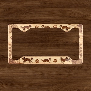 License Plate Frame, Border Collie Wood Look License Plate Cover, Herd Dog Car Accessories, Dog Lover Gift