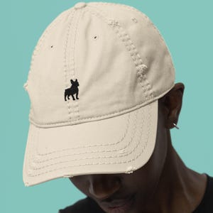 French Bulldog Embroidered Distressed Dad Hat, Frenchie Dog Hat, French Bulldog Gifts, Dog Lover Gift, Frenchie Dog Christmas Gift, Cap