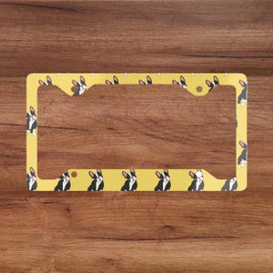 French Bulldog License Plate Frame, Cute Frenchie Car Accessory, Dog Lover Gift, Pet Owner Car Decor, Metal Frame, Gift for Her
