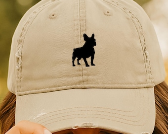 Casquette brodée Bouledogue français, Casquette style papa Bouledogue français, Casquette de baseball Bouledogue français, Cadeau pour amoureux des chiens, Casquette kaki pour chien