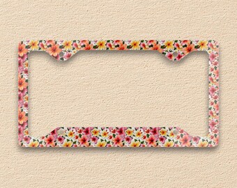 Tropical Hibiscus License Plate Frame, Hawaiian Floral Car Accessory, Island Style Auto Tag Holder, Beachy Car Decor Gift