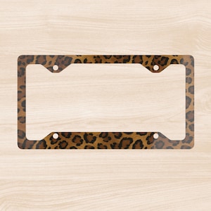 Leopard Print License Plate Frame, Gift, Cute Car Accessories, Leopard Print, Car, License Plate Frame, Cute, Car Decor, Gift For Her