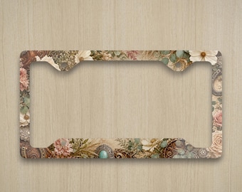 Western Wildflower Garden License Plate Frame, Vintage Western Floral Car Tag Frame, Rustic Cowgirl Decor, Turquoise Desert Flowers