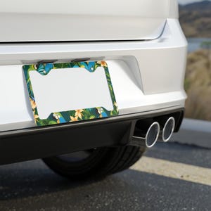 Parrothead Pattern License Plate Frame, Tropical, Bird, Gifts For Her, Cute Car Accessories, License Plate Frame, Gift, Car, Hawaii, Island