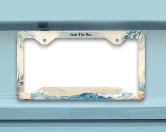Cadre de plaque d'immatriculation sur le thème de la plage, accessoire de voiture coquillage, cadre de plaque d'immatriculation côtier, décoration de voiture sur le thème de la plage, profitez de la vie