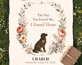 Personalized Dog Blanket, Custom Pet Blanket, Gotcha Day Gift, New Dog Gift, Adoption Day Gift, Forever Home Keepsake