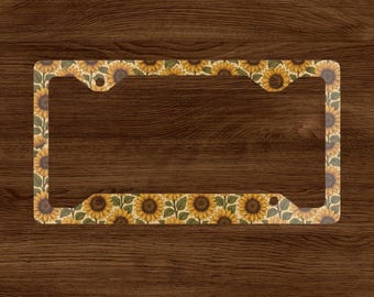 License Plate Frame, Kansas Sunflower, Floral Car Accessory, Auto Decor Gift