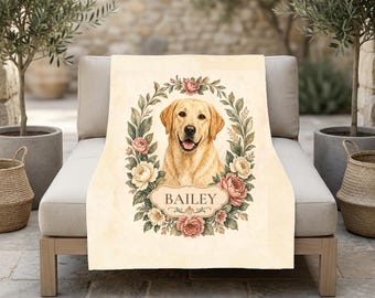 Couverture personnalisée pour chien, plaid Labrador jaune personnalisé, cadeau pour maman de chien, cadeau pour amoureux des Labradors