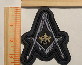 Embroidery - Black man compass and square custom 3.5 inch