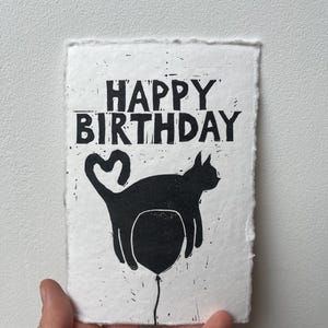 HAPPY BIRTHDAY •  Linolschnitt Kunstdruck im Postkartenformat