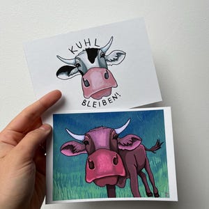 einfach „kuhl“ bleiben • kunstvolle Postkarte mit Kuh - Motiv