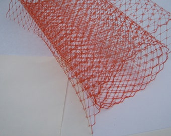 Orange  -  French netting fabric - 9 inch wide -  for DIY birdcage veils and fascinators