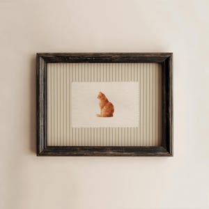 PHYSICAL PRINT Orange Cat Print, Vintage Striped Cat Decor, Watercolor Pet Wall Art, Animal Cottagecore Poster (unframed)