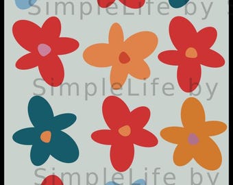 Färgglada abstrakta blomikoner – digital nedladdning för varumärkesbyggande, sociala medier och designprojekt