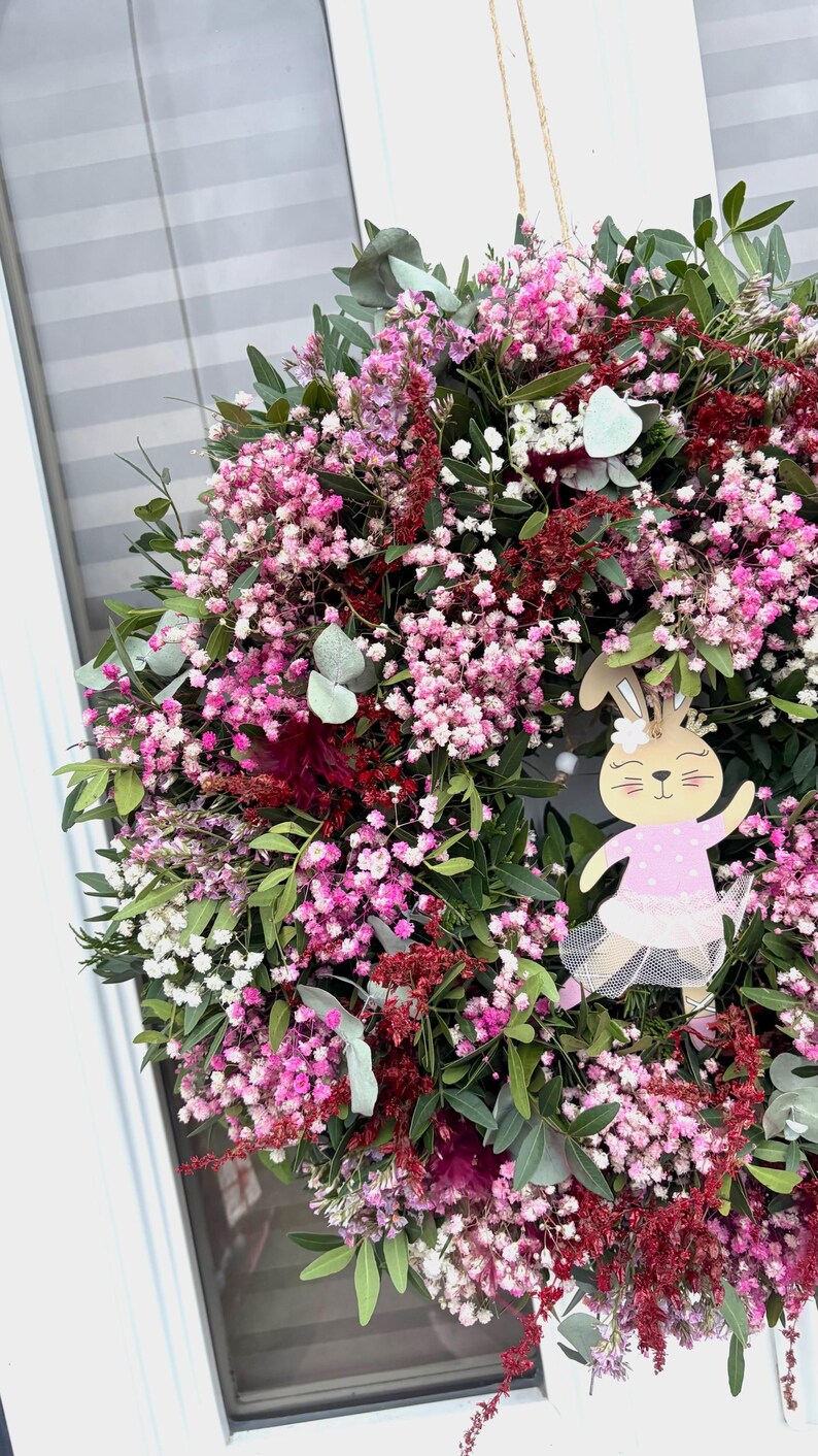 Kranz Türkranz Muttertag Osterkranz Schleierkraut Trockenblumen Eukalyptus dekoration personalisiertes geschenk wanddeko geschenkidee image 6