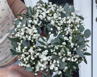Kranz Türkranz Naturkranz Schleierkraut Hochzeit Eukalyptus deko personalisiertes geschenk home handmade geschenkidee