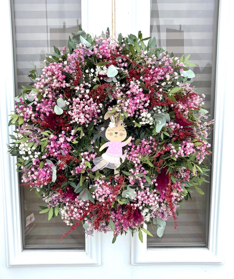 Kranz Türkranz Muttertag Osterkranz Schleierkraut Trockenblumen Eukalyptus dekoration personalisiertes geschenk wanddeko geschenkidee Osterhase
