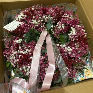 Kranz Türkranz Muttertag Osterkranz Schleierkraut Trockenblumen Eukalyptus dekoration personalisiertes geschenk wanddeko geschenkidee image 3