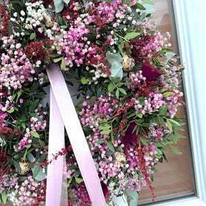 Kranz Türkranz Muttertag Osterkranz Schleierkraut Trockenblumen Eukalyptus dekoration personalisiertes geschenk wanddeko geschenkidee braune Eier